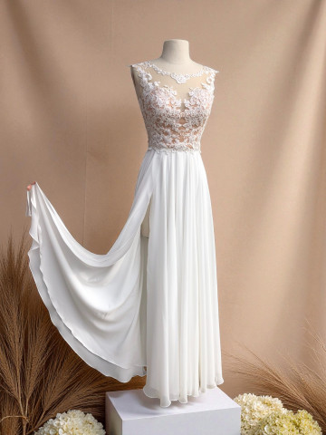Ensemble en 2 Pièces : Blouse en Tulle et Jupe Longue en Chiffon – Personnalisable sur Mesure