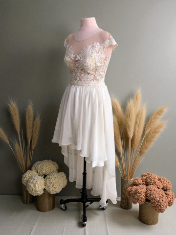 Ensemble Blouse et Jupe Asymétrique en Tulle et Chiffon – Personnalisable sur Mesure